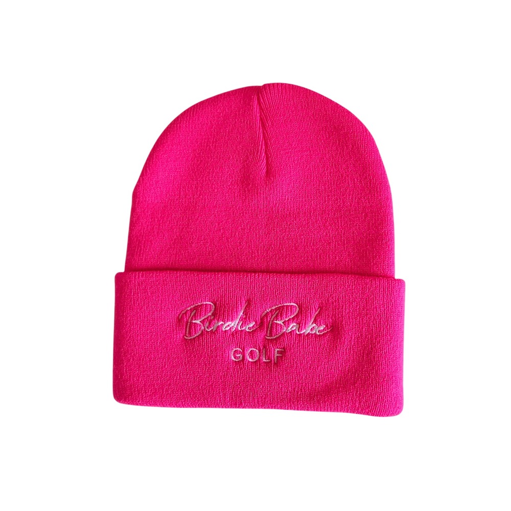 Birdie Babe Golf Beanie Hot Pink Embroidered Knit‎ Cap
